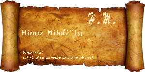 Hincz Mihály névjegykártya